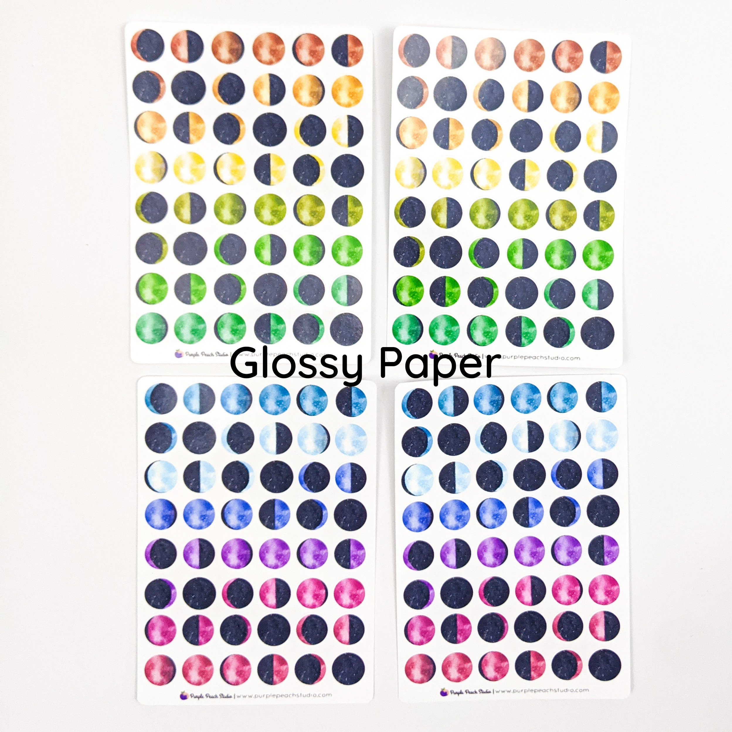 Rainbow Moon Phase Stickers: Watercolor Lunar Planner Stickers (4x 3 ...