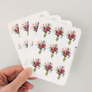 Feuilles d'autocollants petits bouquets | Stickers floraux pour journaux et cadeaux | 4 feuilles, 3,5 x 5 po. | Mat, brillant ou amovible