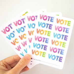 48 Rainbow Vote Stickers: Hand-Lettered Planner Stickers (4x 3.5x5&quot; Sheets)