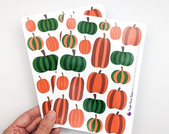 Large Pumpkin Stickers | 2- 5x7" Sheets Fall Gourd Stickers | Cute Colorful Halloween Stickers for Planners Scrapbooking Card Making