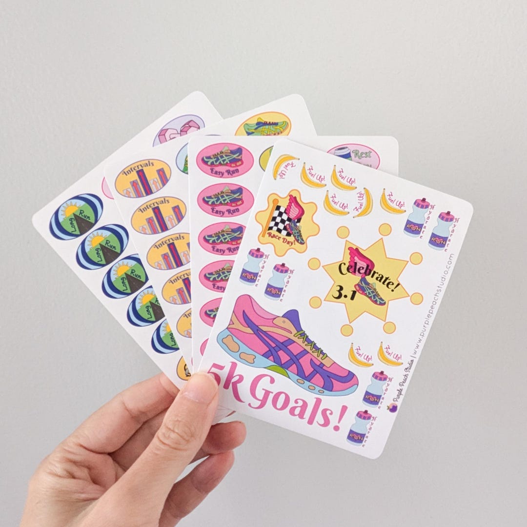 Runners Kit Sticker 5k Race Training Planner Stickers: 6 Weeks of Running Stickers (4x 3 ...