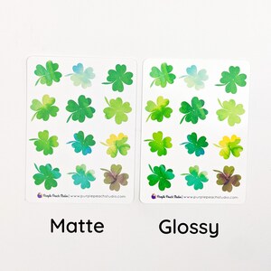 Small Watercolor Shamrock Sticker 4 3.5x5 Sheets 48 Stickers for St Patricks Day March Spring Irish Good Luck image 6