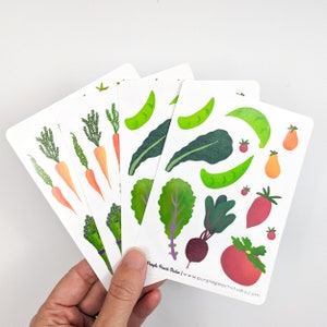 Adesivi per verdure del mercato dei piccoli agricoltori / 4 fogli adesivi per verdure da 3,5x5" per pianificatori, bullet journal, creazione di biglietti da regalo