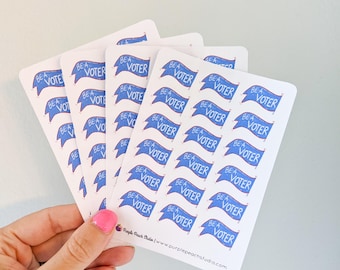 Be A Voter Pennant Stickers: 72 Hand Drawn Election Day Stickers (4x 3.5x5" Sheets)