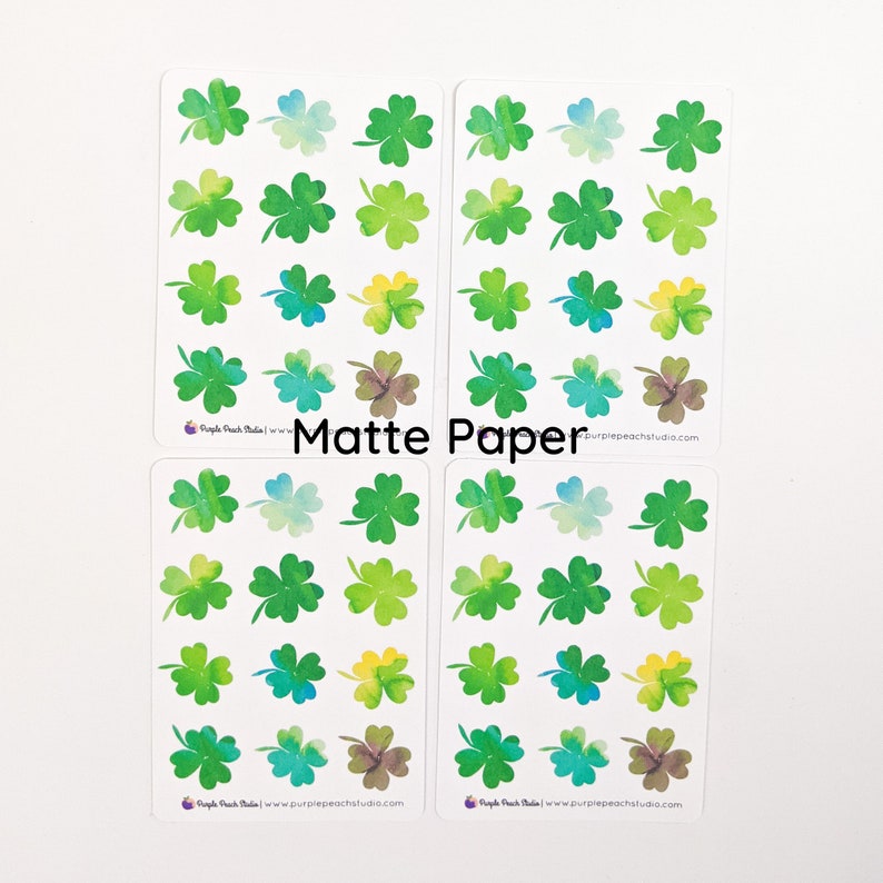 Small Watercolor Shamrock Sticker 4 3.5x5 Sheets 48 Stickers for St Patricks Day March Spring Irish Good Luck image 5