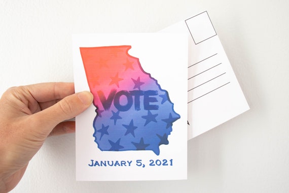 20+ Vote Postcards | Georgia Runoff Election Postcards | Georgia Senate Election 2021 GOTV Postcards | Hand-lettered Blue State Postcards