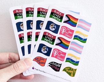 Progressive Flag Stickers: 60 Social Justice Activist Stickers (4x 3.5x5" Sheets)