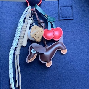 Y2k Rope Purese Charm Bag Keychain Accessories，Cool Knot Rope Bag Charms For Purse, Bag Charm，Leather Dachshund Rope Bag Charms,bag charms