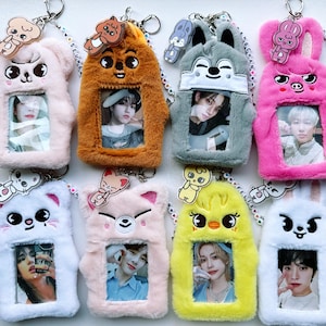 SKZOO Fotokartenhalter Plüsch Schlüsselanhänger,k-pop Straykids flauschiger und niedlicher Fotohalter Felix, Bang Chan, Changbin, Hyunjin, IN,Han und Lee know