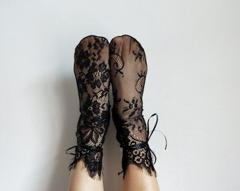 Lace  Tulle Black Socks | Free Ship