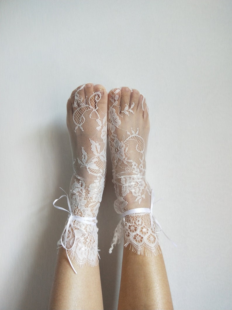 Lace white Tulle Socks Free ship image 2