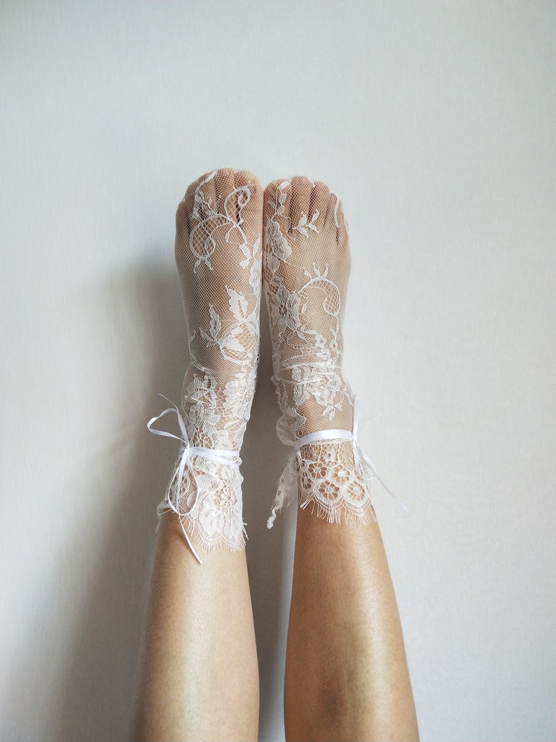 Lace white Tulle Socks Free ship image 1