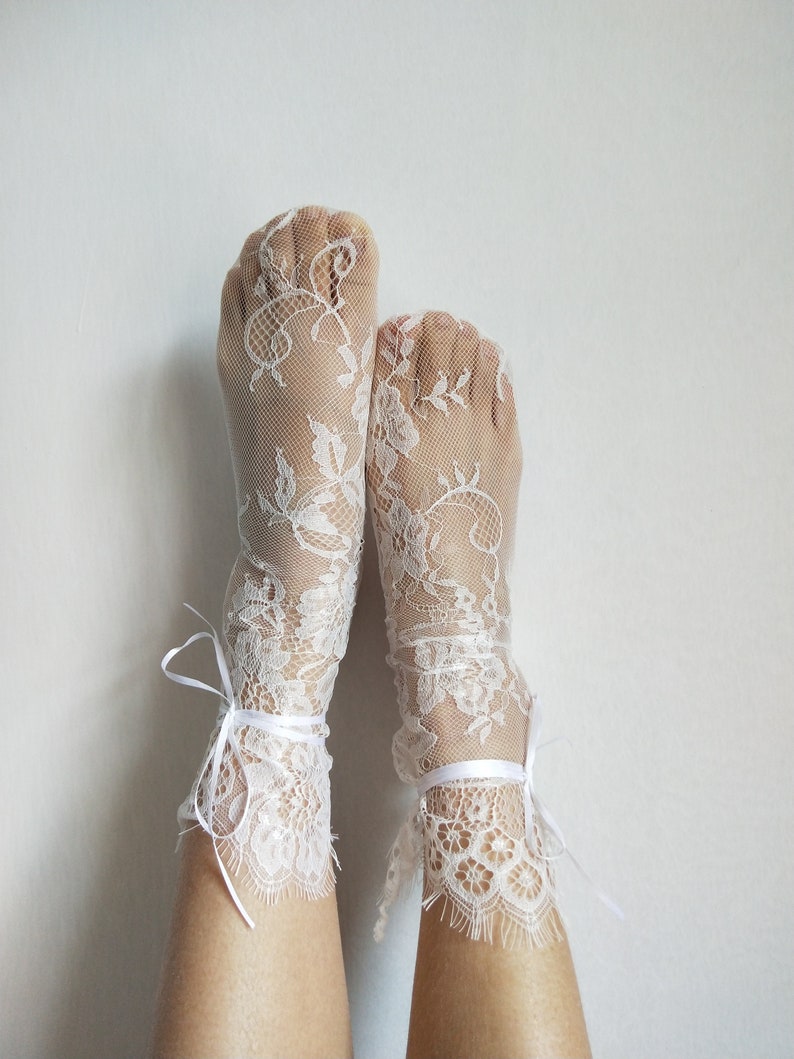 Lace white Tulle Socks Free ship image 3