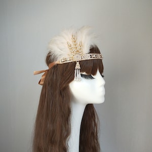 Gold GATSBY HEADPIECE , Flapper 1920s Roaring 20s Silver  Headpiece,  gatsby dress party ,1920s Gatsby Headpiece ，，Art Deco ，Hair Piece