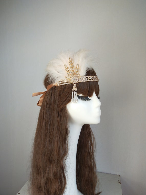 Gold Gatsby Headpiece: Rhinestone Flapper Headband