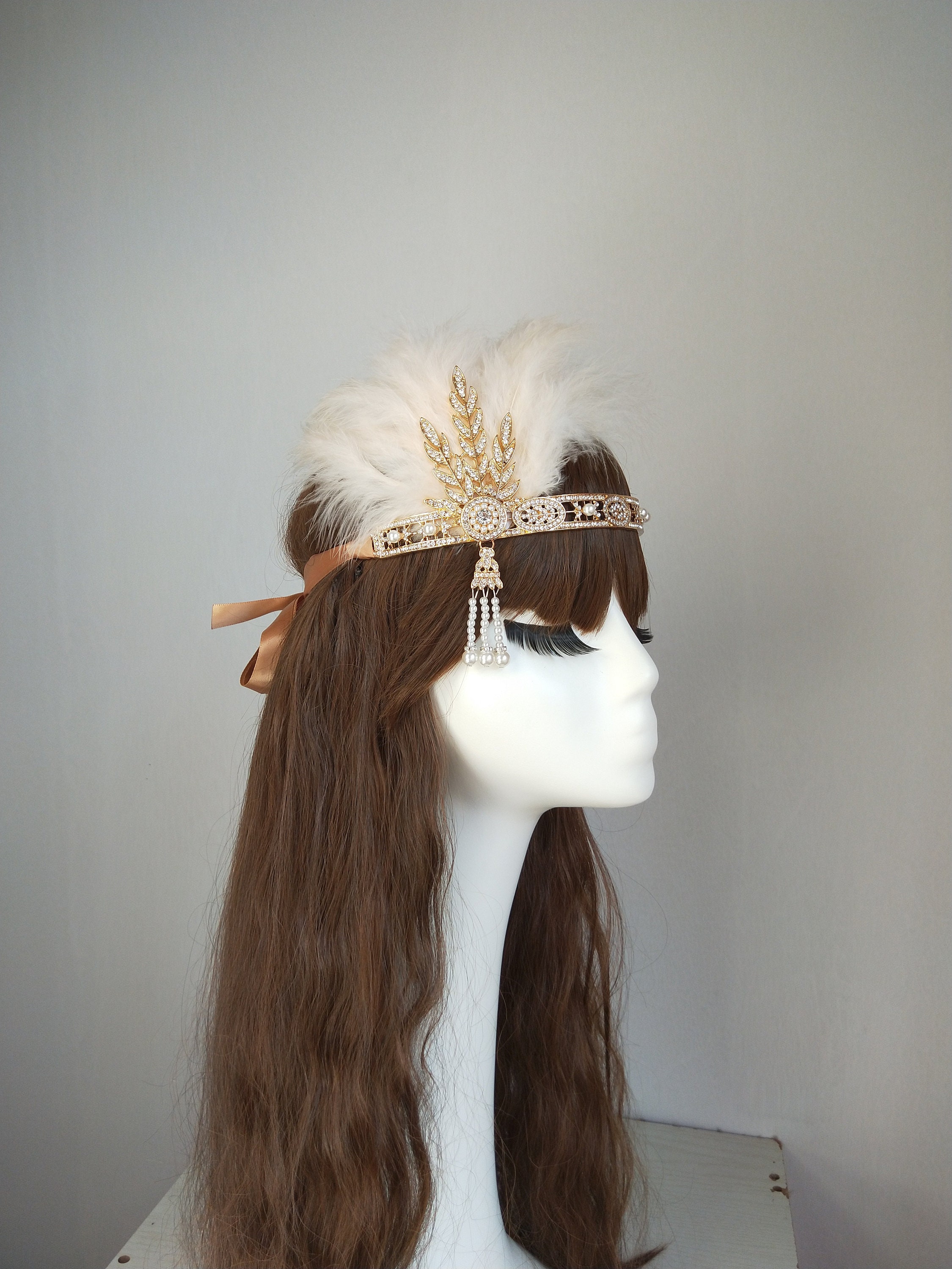 Gold Gatsby Headpiece: Rhinestone Flapper Headband - Etsy