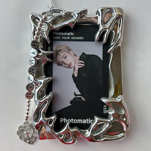 Portafotos plateado/portafiche para foto Kpop/portafiche para PC de color cromado/llavero de ídolo/regalo para fans del Kpop/portafiche para foto