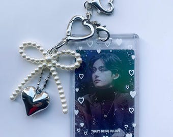 Porta-chaves de acrílico personalizado com porta-cartões fotográficos