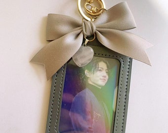 Custom Cute Kpop Photocard Holder with Ribbon Keychain for Badge ID Card | Photocard Binder| Photocard Holder