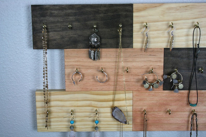Custom Wooden Jewelry Display Board With Hooks Jewelry Etsy