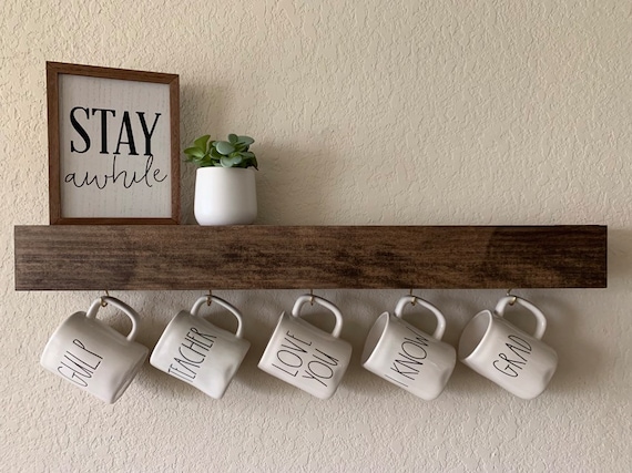 Easy Mount Coffee Cup Holder - Christmas Gift- Gift for Her - Coffee Cup  Holder - Coffee Mug Storage Shelf - Coffee Bar Shelf - Coffee Bar
