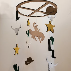 Western Cowboy Mobile, Nursery Mobile, Wooden DIY Kit, Ready to Paint Nursery Hanger