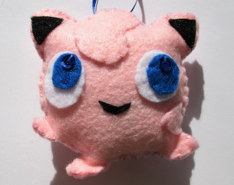 Jigglypuff Pokemon Handmade  Felt Christmas Tree Ornament/Personalize/Customizable/Party Favor