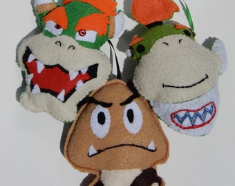 Super Mario Bowser Ornament, Bowser Jr Ornament And/Or Goomba Christmas Ornament/Party Favor/Gift Topper/Personalize-able!