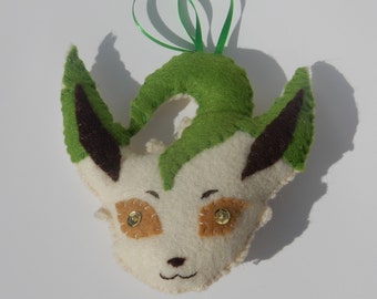 Leafeon Pokemon Christmas Ornament, Gift Topper, Present Topper Personalizeable/Customize-able/Party Favor