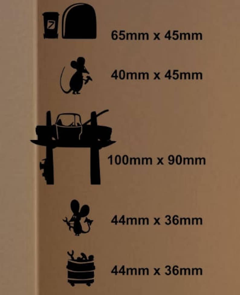 MOUSE Mechanics Car Tyres tools Mice Love Heart decor funny wall art decal stickers Baseboard Kids