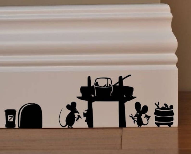 MOUSE Mechanics Car Tyres tools Mice Love Heart decor funny wall art decal stickers Baseboard Kids