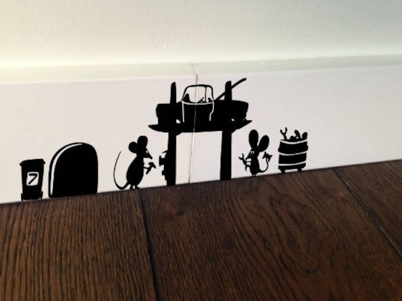 MOUSE Mechanics Car Tyres tools Mice Love Heart decor funny wall art decal stickers Baseboard Kids