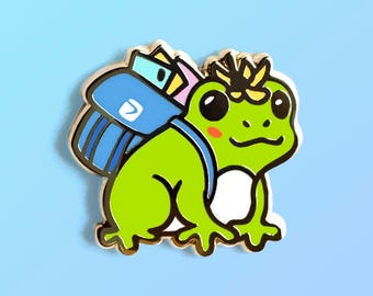 Puddles the Frog Enamel Pin: Gold Plated - Kawaii - Trinket - Collector - Lapel - Animal - Froggo - Snail Mail