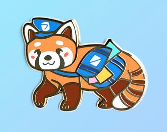 Archie the Red Panda Enamel Pin: Gold Plated - Animal - Lapel - Postie - Snail Mail - Letters - Trinket