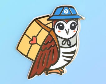 Olive the Owl Enamel Pin: Gold Plated - Animal - Lapel - Postie - Snail Mail - Letters - Trinket