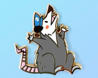 Opie the Opossum Enamel Pin: Gold Plated - Animal - Lapel - Penpal - Snail Mail - Letters - Trinket