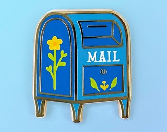 Collection Mailbox Enamel Pin: Gold Plated - Stationery Lover - Snail Mail - Kawaii - Lapel