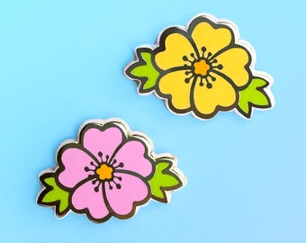 Mini Buttercup Enamel Pins: Flowers - Pink - Yellow - Board Filler - Trinket - Kawaii