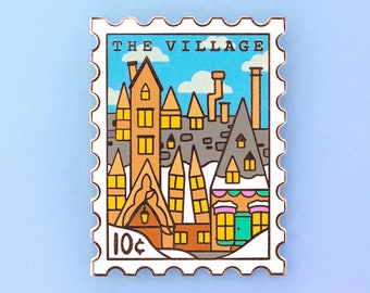 The Village Enamel Pin - Wizardry and Witchcraft Enamel Pin - Bookish Pins - Cute Pins - Magical Pin - Bookish Gift - Stamp Pin - Book Pin