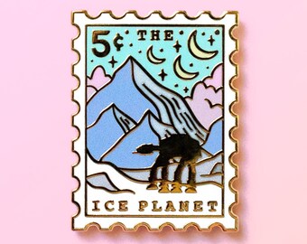 Ice Planet Enamel Pin: Sci-Fi Stamp Pin