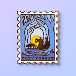 The Dark Forest Stamp Enamel Pin: Bookish Wizard Gift