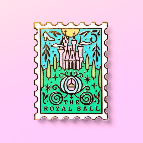 The Royal Ball Pin - Cinderella Pin - Stamp Enamel Pin - Fairytale Pin - Magical Pin - Castle Pin - Bookish Pin - Book Enamel Pin Lapel Pin