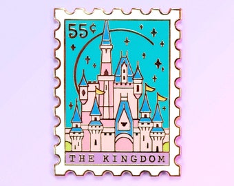 Kingdom Castle Stamp Enamel Pin: Gold Fairytale Lapel Pin