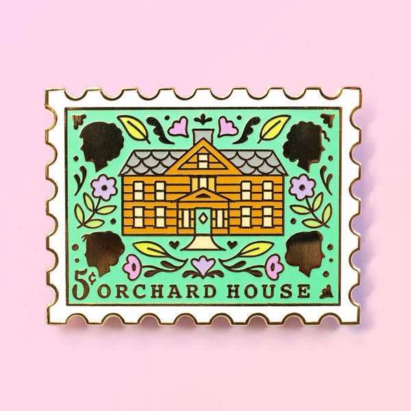 Orchard House Enamel Pin - Stamp Enamel Pin  - Little Women Pin - Bookish Pin - Book Enamel Pin - Louisa May Alcott - Postage Stamp Pin