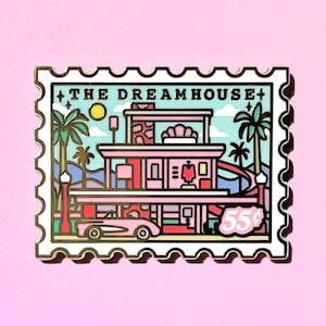 The Dreamhouse Enamel Pin - Stamp Pin - Cute Pin - Pink Pin - Stamp Enamel Pin - Ken Pin - Lapel Pin - Pastel Pin - Enamel Pin