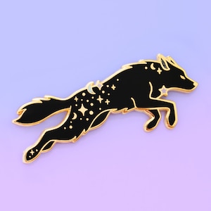 Magical Wolf Pin Magic Enamel Pin Book Lover Pin Book Pins Cute Pins Witchcraft Wizardry Pin Bookish Pin Wolf Enamel Pin image 1