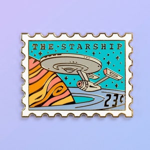 The Starship Enamel Pin - Galaxy Pin - Space Pin - Stamp Enamel Pin - Book Pins - Reading Enamel Pin - Fantasy Pin - Sci Fi Pins