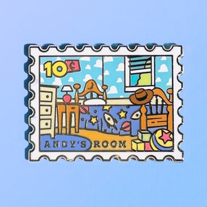Andy&#39;s Room Enamel Pin - Stamp Pin - Cute Pin - Toy Pin - Stamp Enamel Pin - Buzz Pin - Lapel Pin - Pastel Pin - Woody Pin - Gift - 90s pin