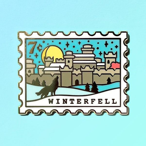 Winterfell Pin - Stamp Pin - Cute Pin - GoT Pin - Stamp Enamel Pin - Winter is Coming Pin - Lapel Pin - Pastel Pin - House Stark - Book Pin