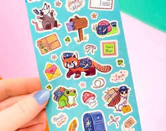 Courier Critters Sticker Sheet: Animals - Snail Mail - Planner - Scrapbook - Stationery - Journal